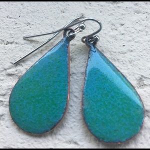 Enameled teardrop earrings